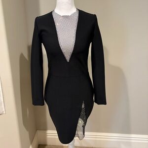 Rene Lion Elegant Black Dress with Silver Accents